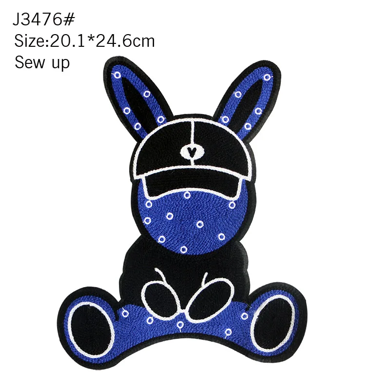 High End Fashion Mesh Embroidery Sewing Cute Cartoon Rabbit Bear Snowman DIY Patch Badge Damage DecOration Casual T-shirt