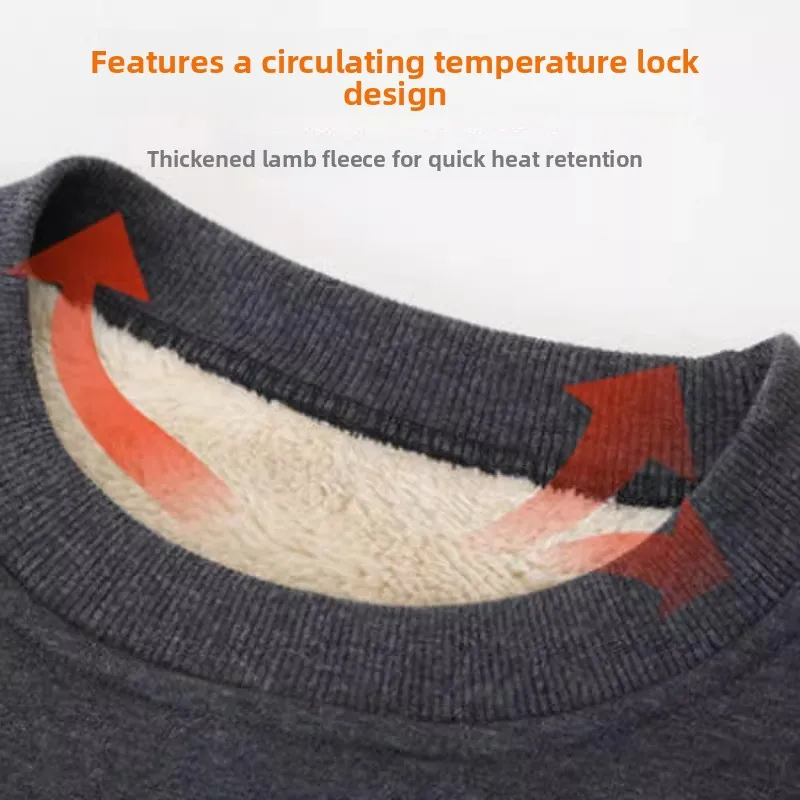 Men's Thermal Underwear Long Sleeve Thickened Fleece Lined Casual Wearable Winter Base Layer Top Warm Comfortable plus Size