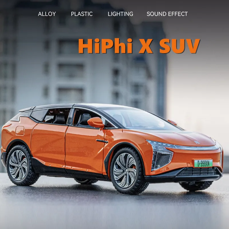 

1:24 HiPhi X SUV New Energy Alloy Car Model Diecasts Metal Electric Vehicles Sound and Light Simulation Car Model Toys Gifts