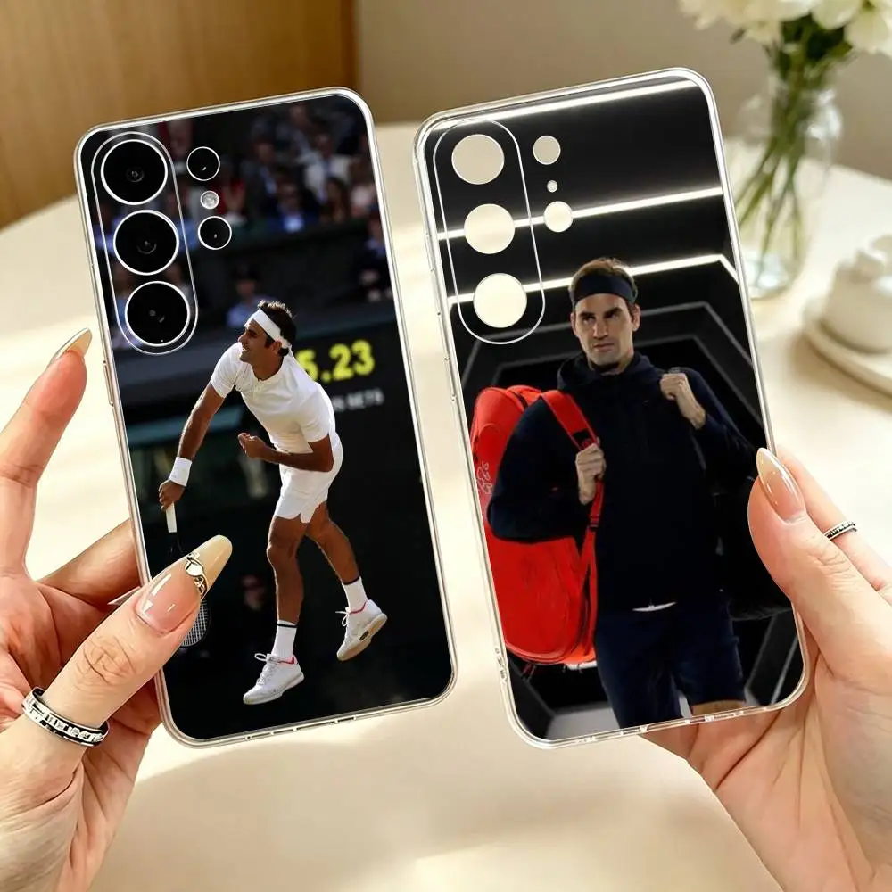 R-Roger F-Federer  Clear Soft Silicone Phone Case for Samsung S25 S24 S23 S22 S21 S20 Ultra Plus