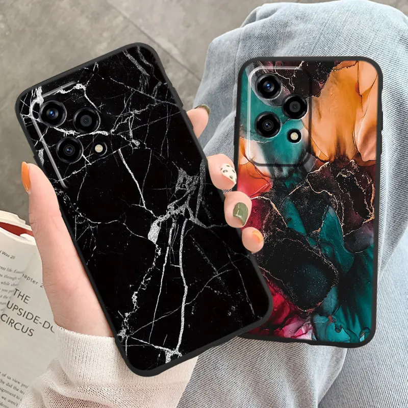 Cartoon Rabbit Marble Flowers Rose Phone Cases For Honor 200 Lite 200 Pro Fundas Silicone Protective Shockproof Printed Cover