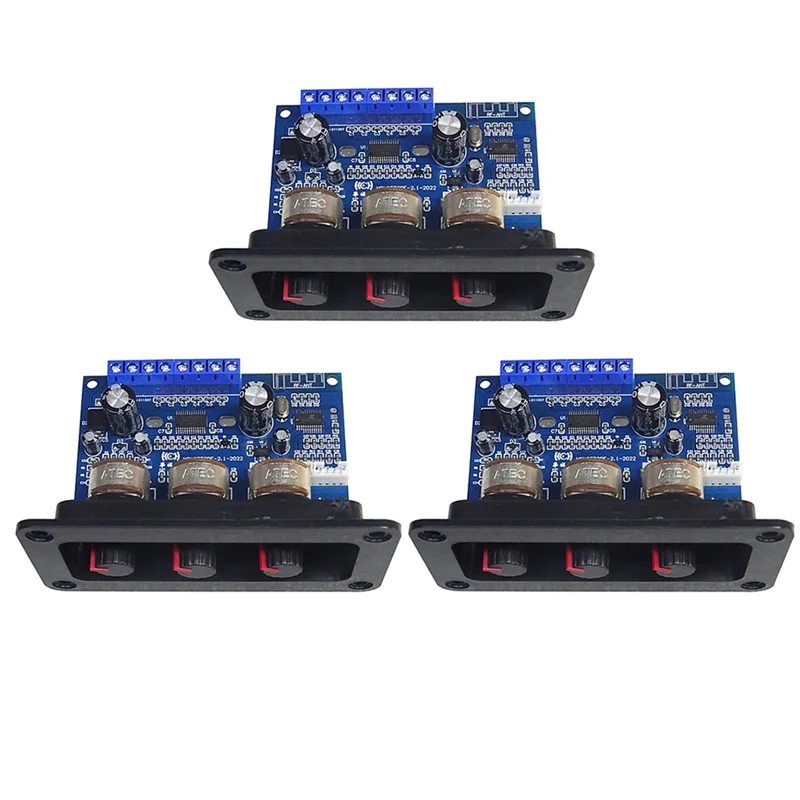 3X 2.1 Channel Digital Power Amplifier Board 2X25W+50W Bluetooth 5.0 Subwoofer Class D Audio Amplifier Board DC 12-20V