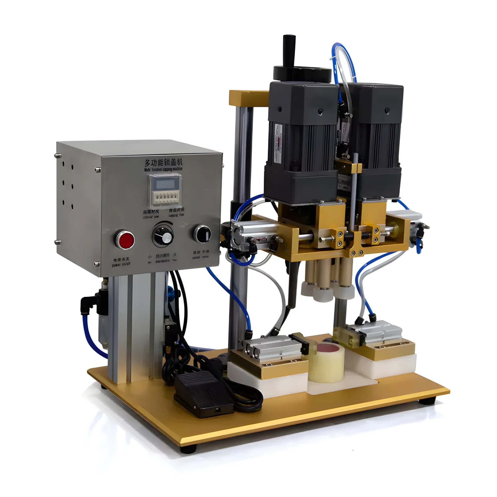

Semi-automatic Electric Desktop Bottle Cap Tightener Sealing Machine 4 Wheels Duckbill Auto Bottle Capper Capping Machine