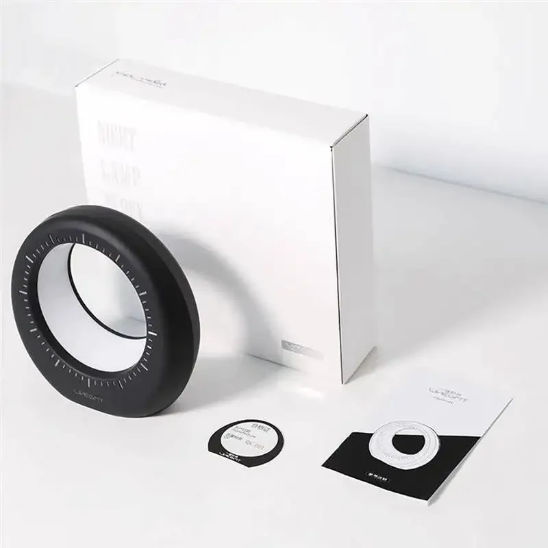 Luz noturna de primeira linha com carregamento USB, relógio lunar, lâmpada de cabeceira nórdica, lâmpada de mesa LED