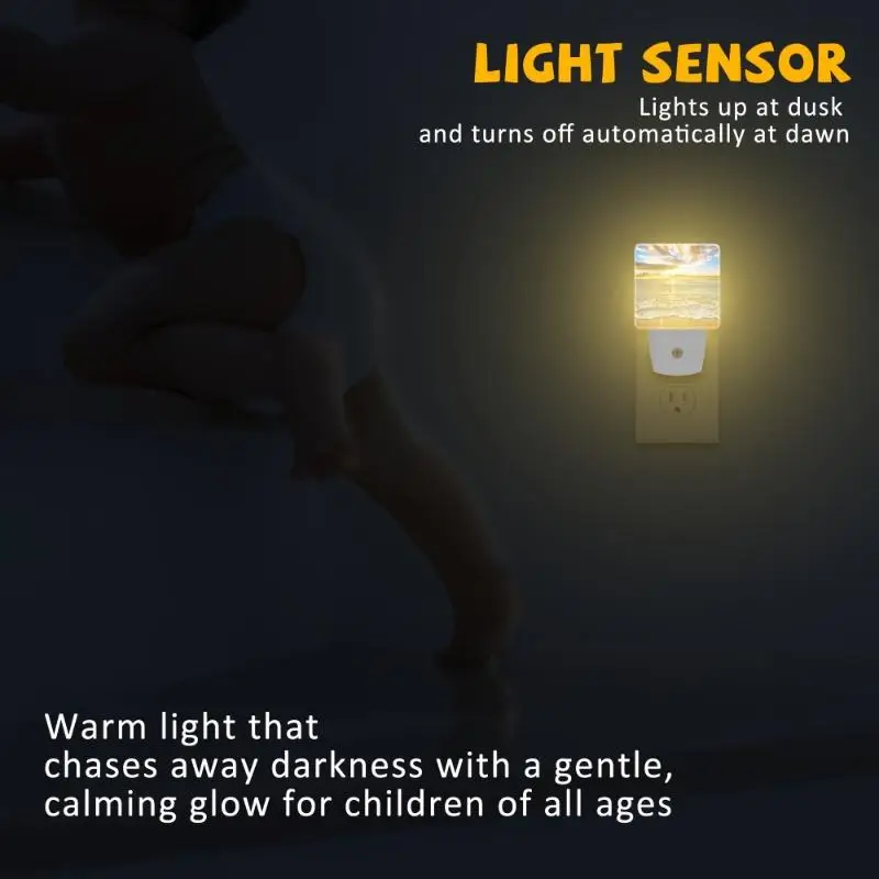 Luz nocturna con Sensor de anochecer a amanecer para decoración, luz nocturna para la playa, enchufe en la pared