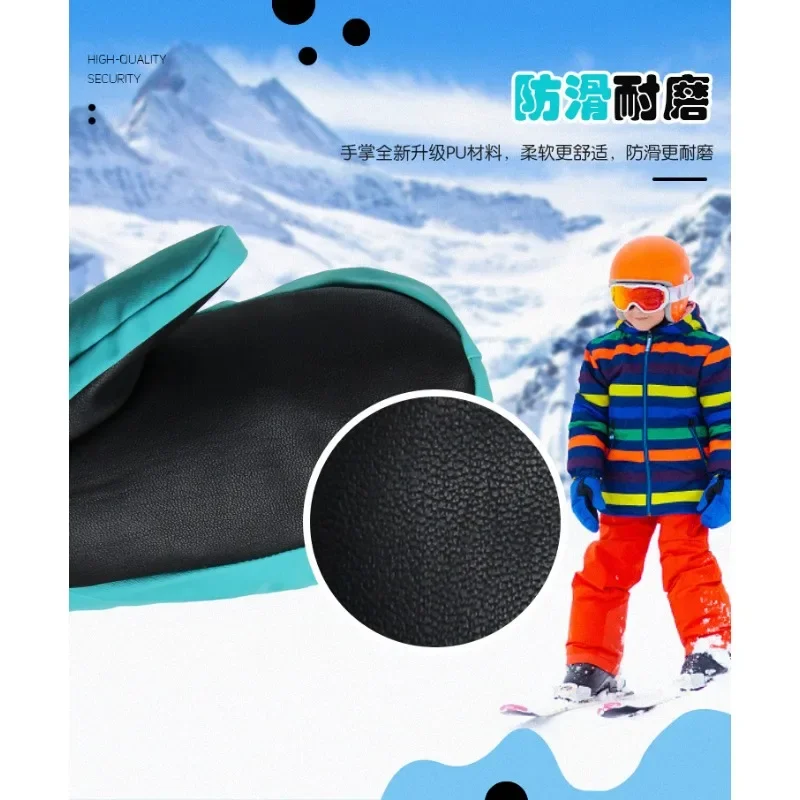 Winter Children's Ski Gloves Waterproof and Warm Non-slip Snowboard Child Ski Gloves Stuffy