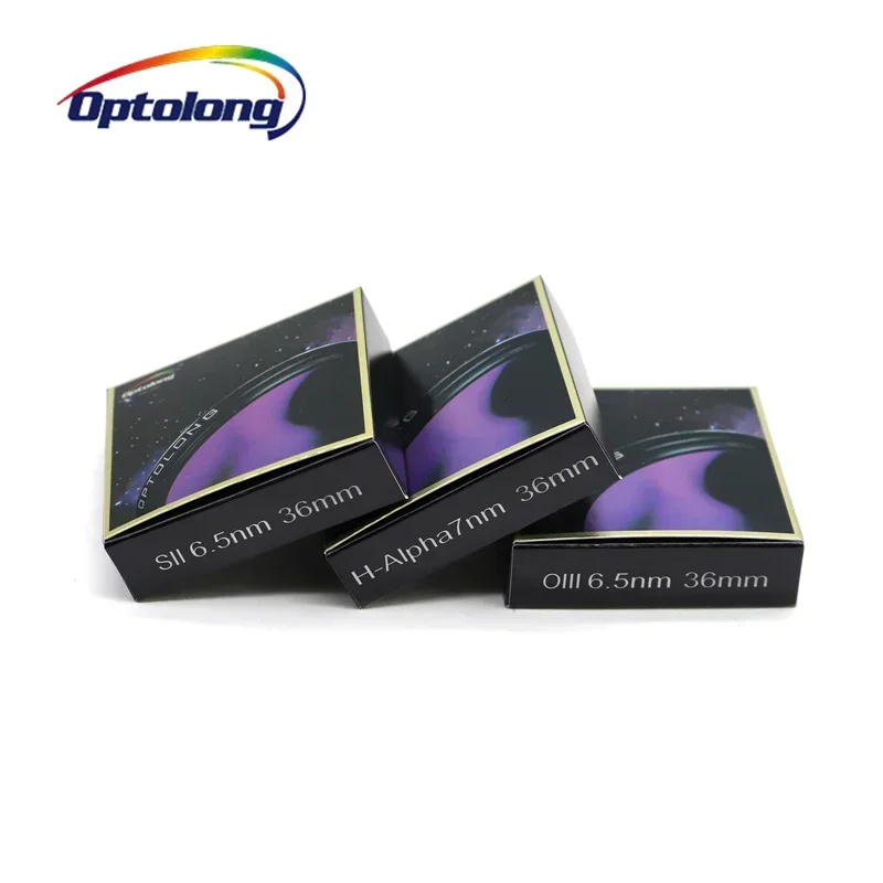 OPTOLONG Filter H-Alpha 7nm SII-CCD 6.5nm OIII-CCD 6.5nm مجموعة مرشح Telesope ذات النطاق الضيق للسماء العميقة 36 مم غير مثبتة SHO