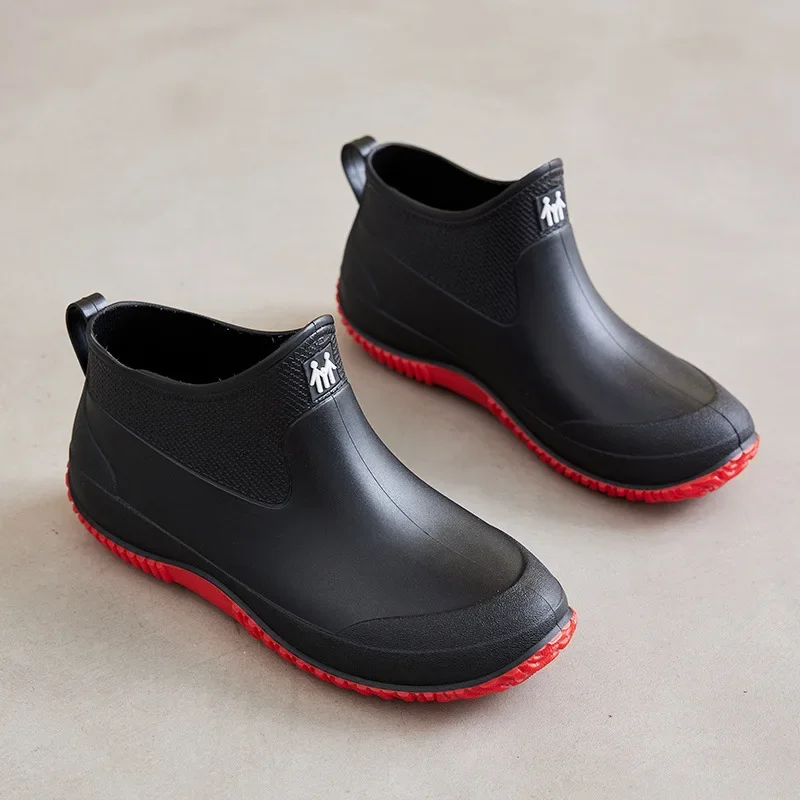 2024 New Takeaway Rider Construction Site Rubber Shoe Kitchen Fishing Waterproof Men's Rain Boots Short-tube Rain Boots for Men