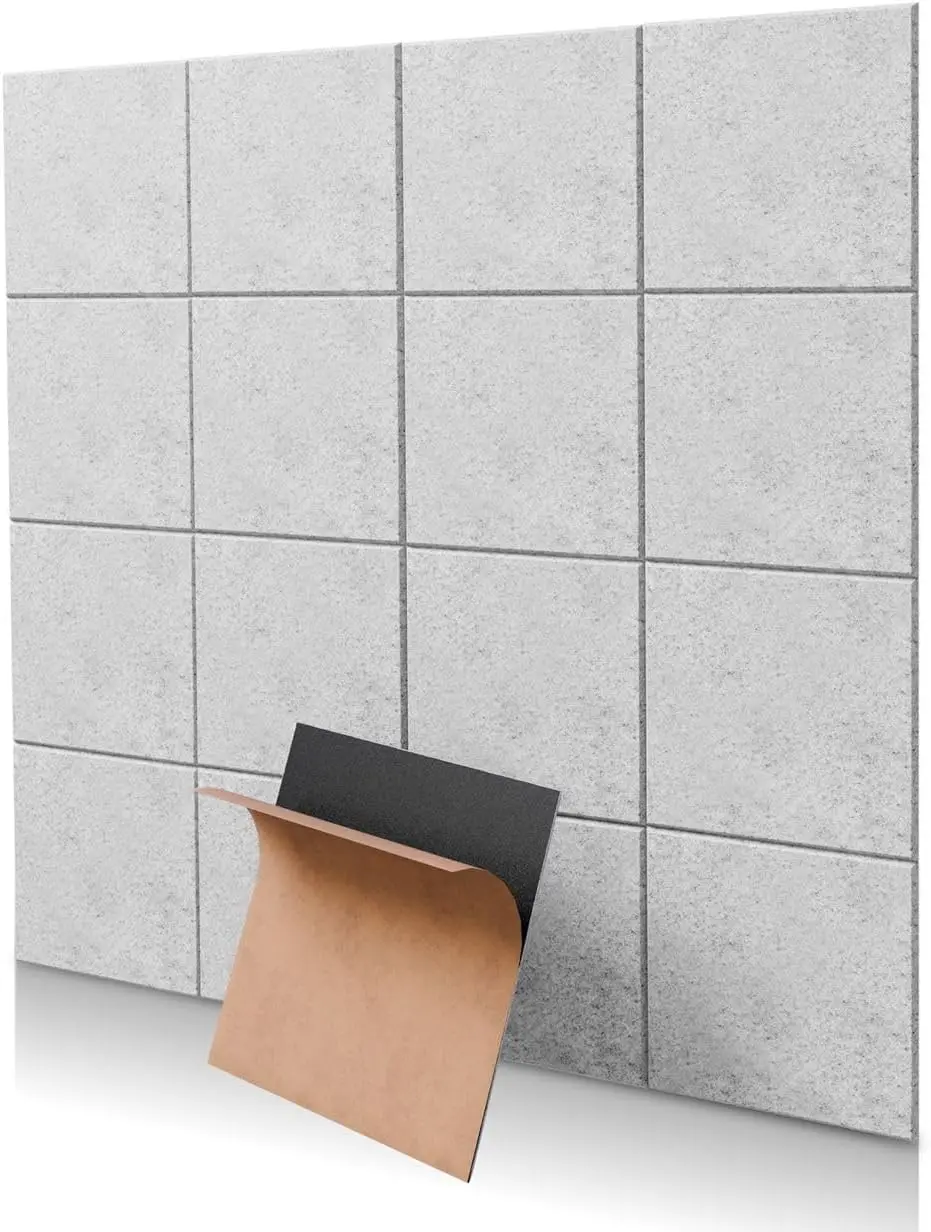 12PCS Felt Cork Tiles Bulletin Note Pin Board Sound-absorbing Panels Soundproof Acoustic Wall Panels Decorative Inner Home Decor