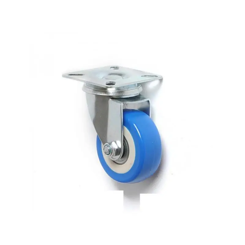 4 Packs 2 Inch Blue Pvc Double Bearing Universal Caster Silent Wear-resistant Wheel Flat Movable