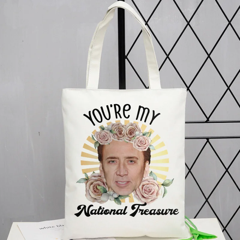 Nicolas cage-bolso de compras ecológico, bolsa reutilizable, bolsas ecológicas, tejido, reutilizables
