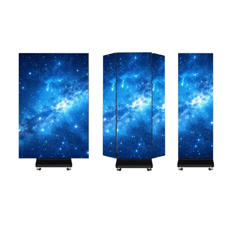 Indoor portable folding LED full-color display, commercial vertical seamless splicing creative folding promotional screen