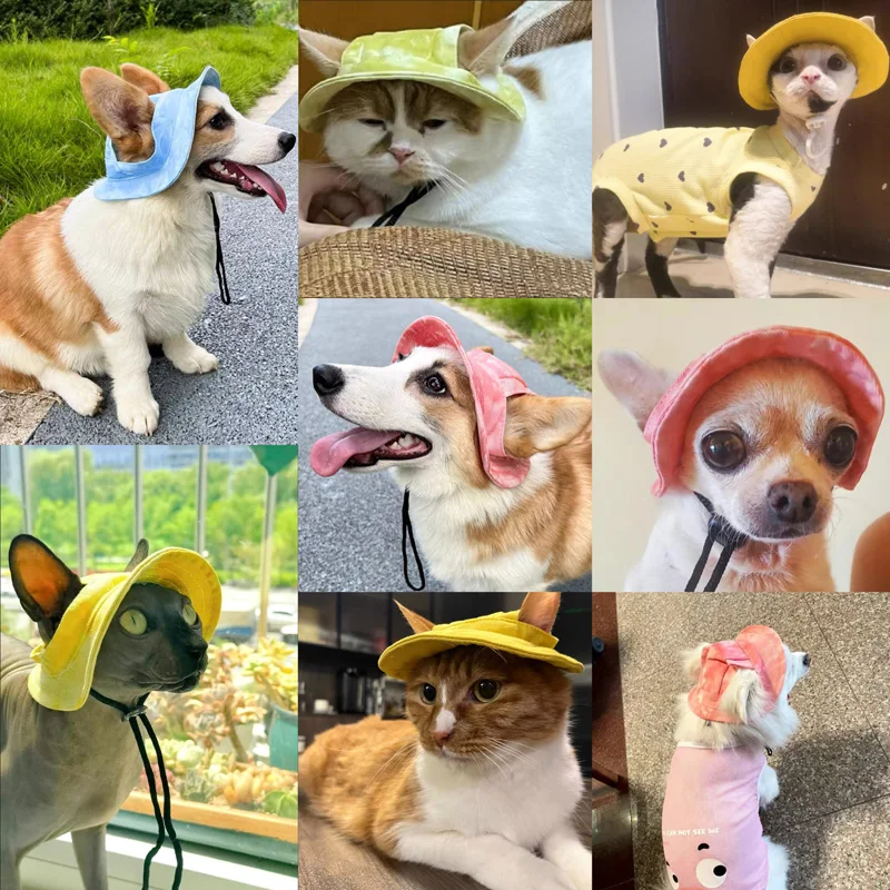 Dog Hat Dog Sunscreen Hat Baseball Cap Outdoor Sports Hat with Ear Holes Adjustable Pet Hat for Small and Medium Dog Small Dogs