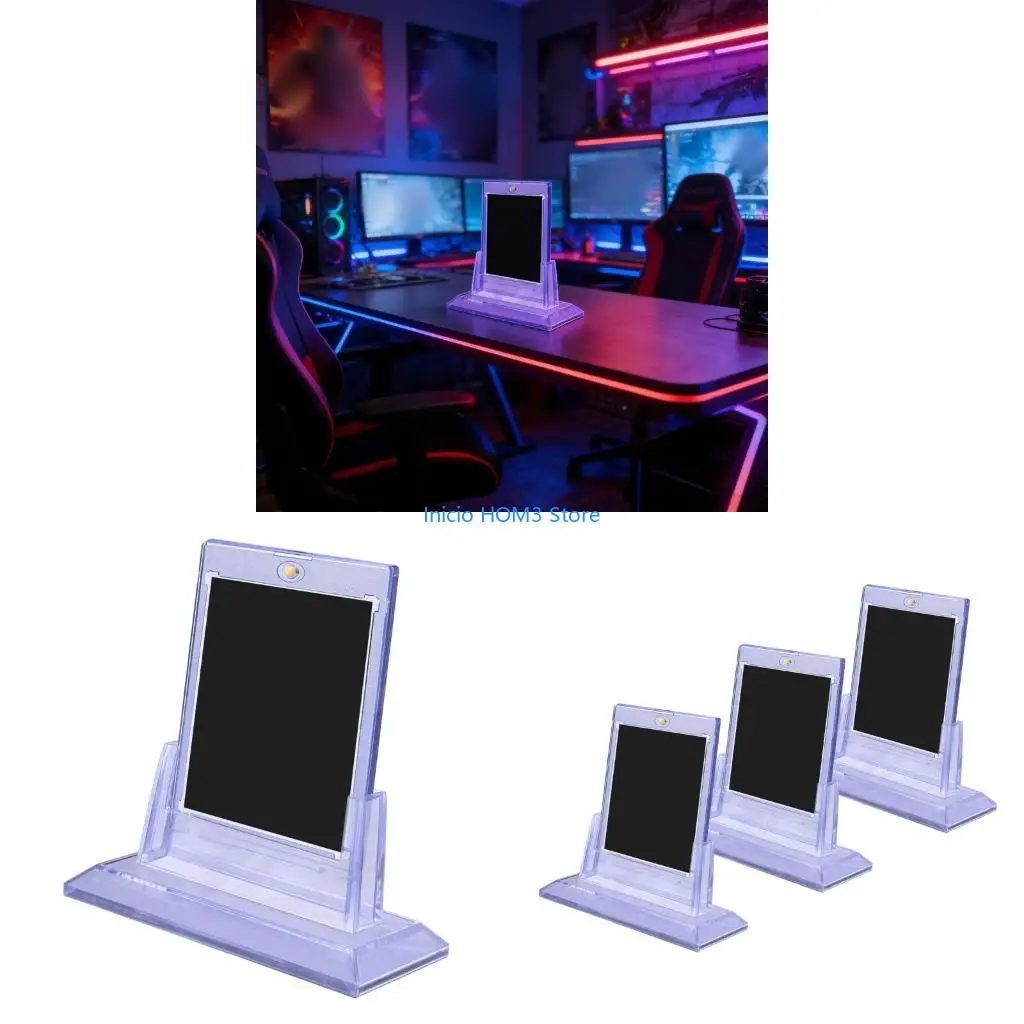 A5YD High Clarities Card Protectors With Display Base Anime Collectible Display Stand Holders For Game And Anime Memorabilia