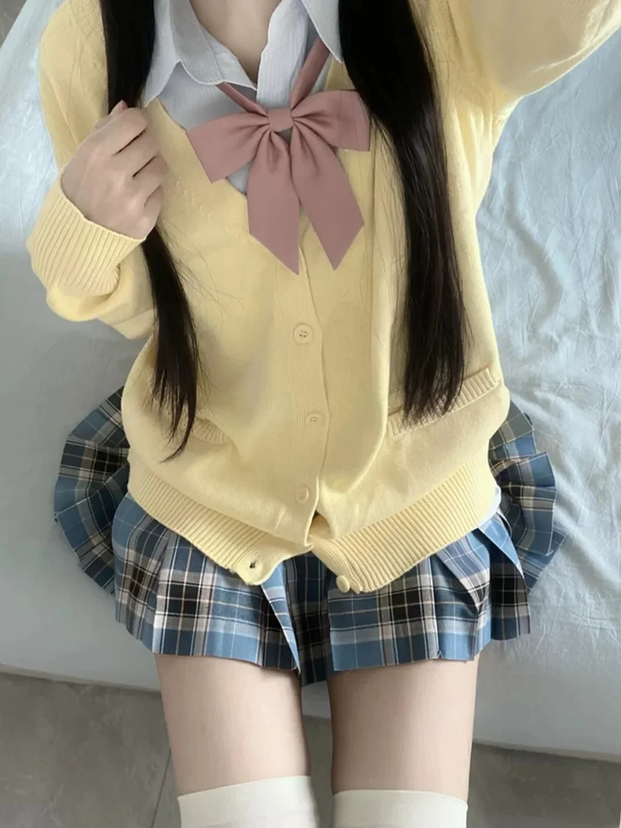 

Sweet Japanese Sle Knitted Sweater Jaet for Women Autumn Winter Layering School orm Sle Long Sve V-Ne Coat