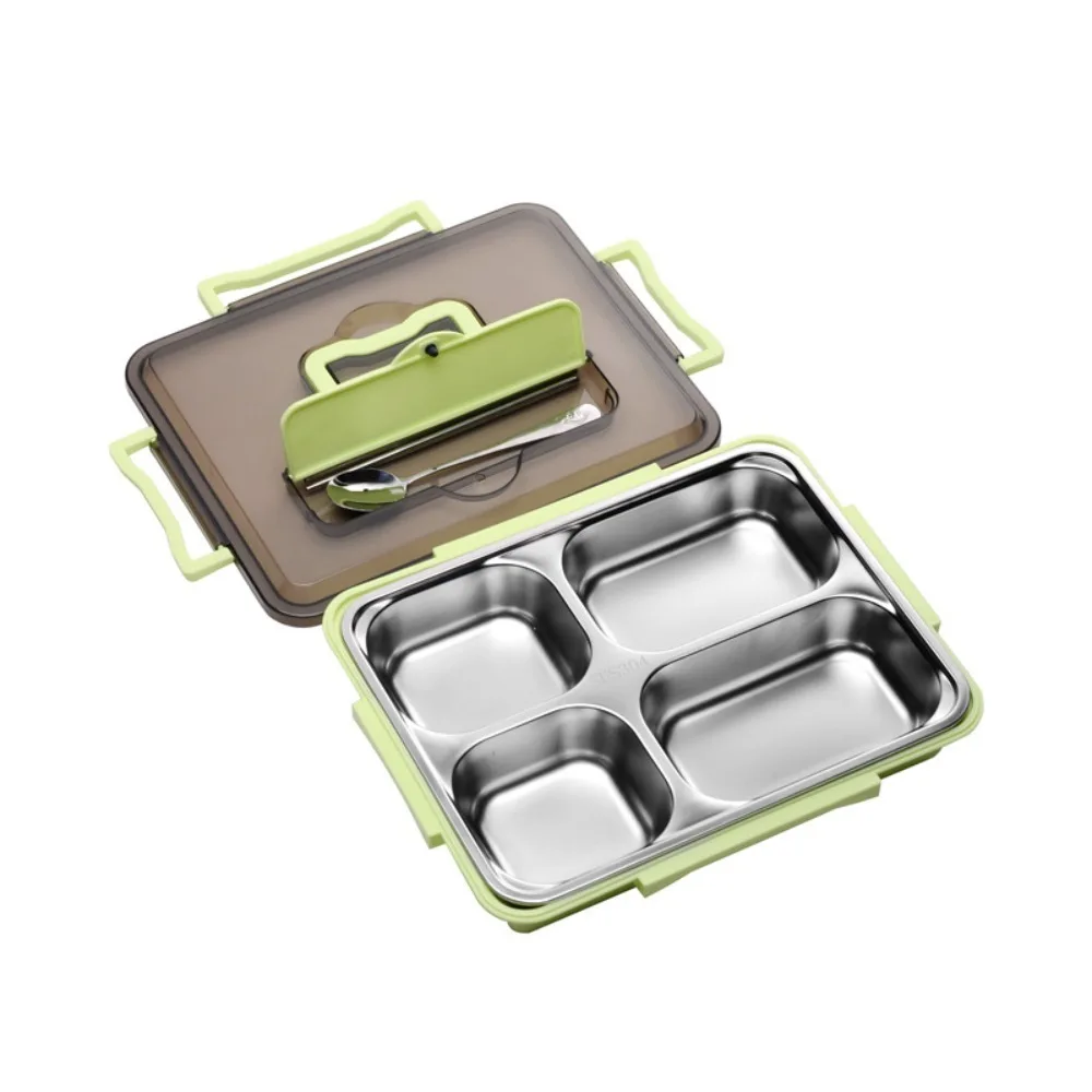 

Leakproof Stainless Steel Lunch Box Multi-Grid Food Grade Food Container with Cutlery Microwavable Lunch Container