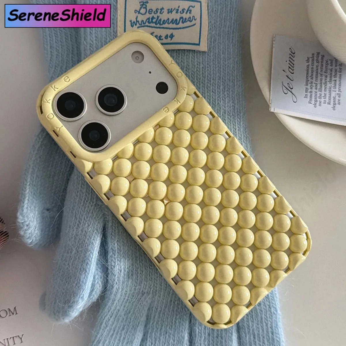 

Electroplated Orange 3D Pearl Pattern Phone Case For iPhone 17 16 15 14 13 Pro Max Soft Shockproof Silicone Cover Girls