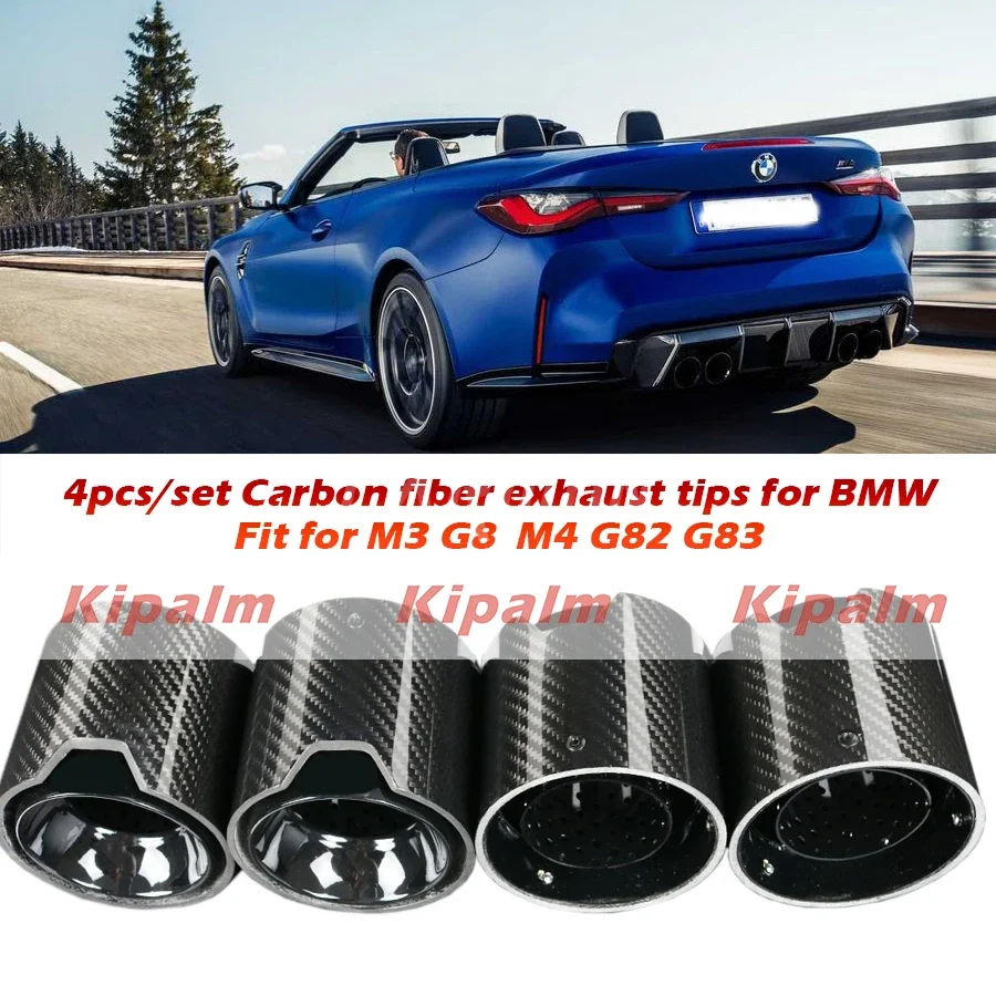 M Performance Black Stainless Steel Glossy Finish Carbon Fiber Exhaut tip pipe tail ends Fits For BMW M3 G80 M4 G82 G83