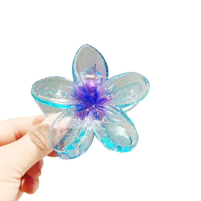 Pince à griffes de fleur d'œuf scintillante pour femmes, nouvelle mode, transparente, queue de cheval douce, requin, accessoires de cheveux polyvalents pour filles