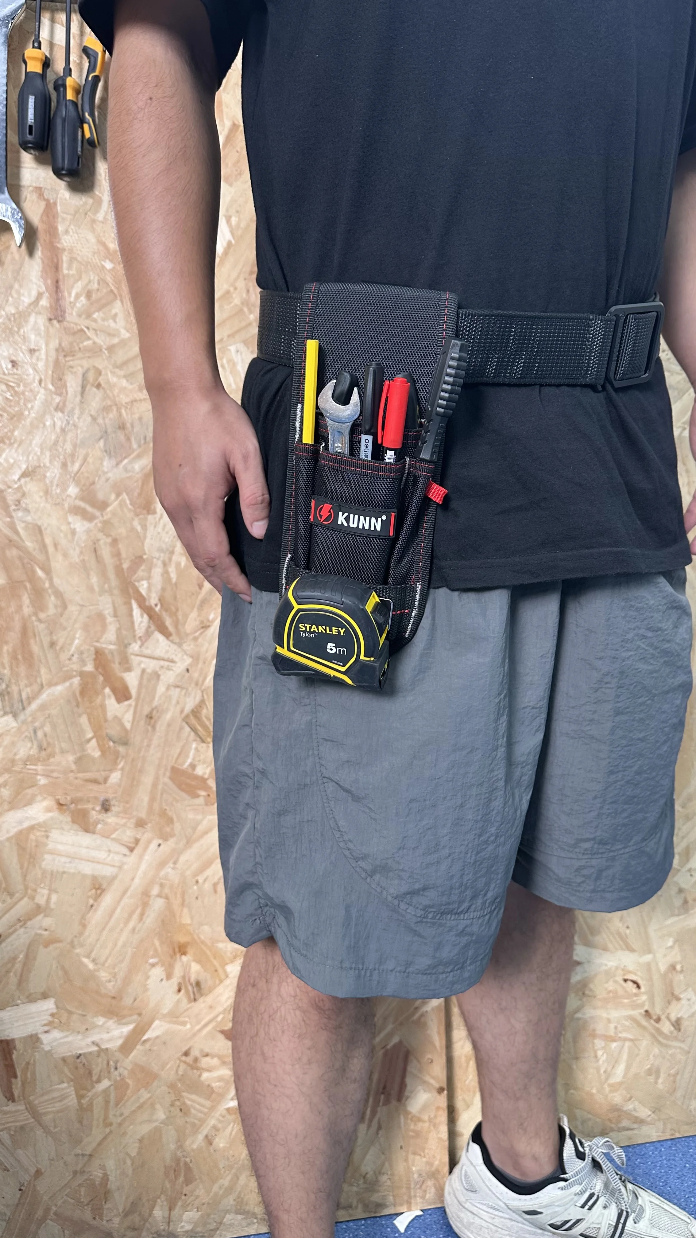 KUNN Small Tool Pouch with Belt Clip, Utility Tool Organizer with Tape Measure Holder, Electrician Tool Pouch for Belt