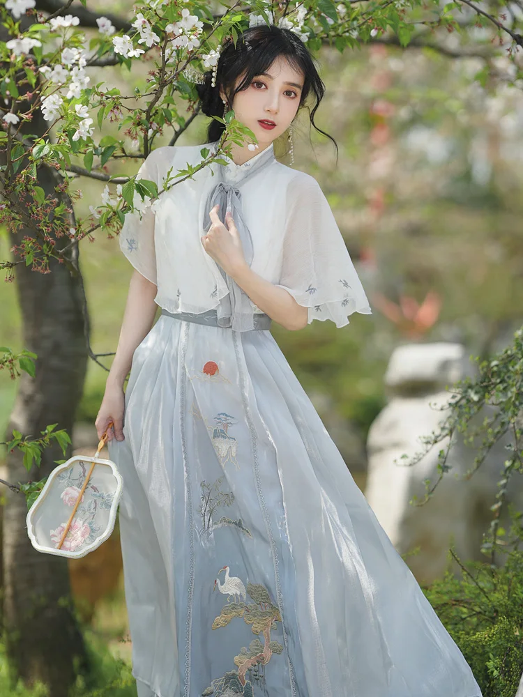 

Young Style Embroidered Hanfu Dress Two-Piece Set New Chinese National Trend Cotton Polyester Blend Summer Fashionable