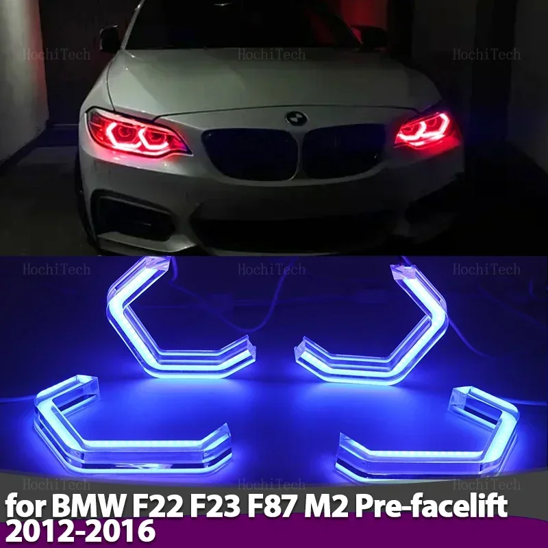 RGB Colorful Angel Eyes Rings Led M4 Style APP Control Car Headlight DRL for BMW 2 Series F22 F23 F87 M2 Pre Facelift 2012-2016