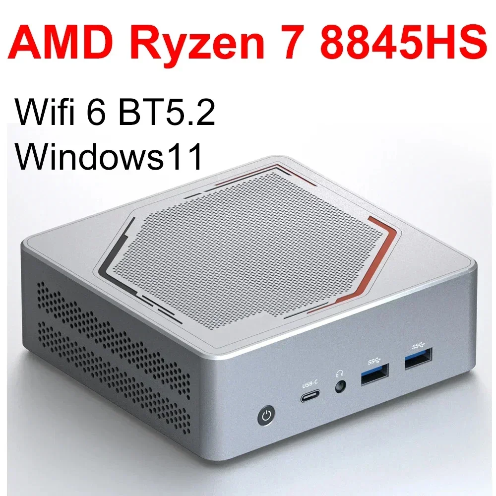 كمبيوتر صغير معدني باستخدام الحاسب الآلي SZBOX Z88 Ryzen 7 8845HS Windows 11 DDR5 5600Mhz 32GB 1TB SSD 2.5G Lan Wifi6 BT5.2 كمبيوتر ألعاب سطح المكتب