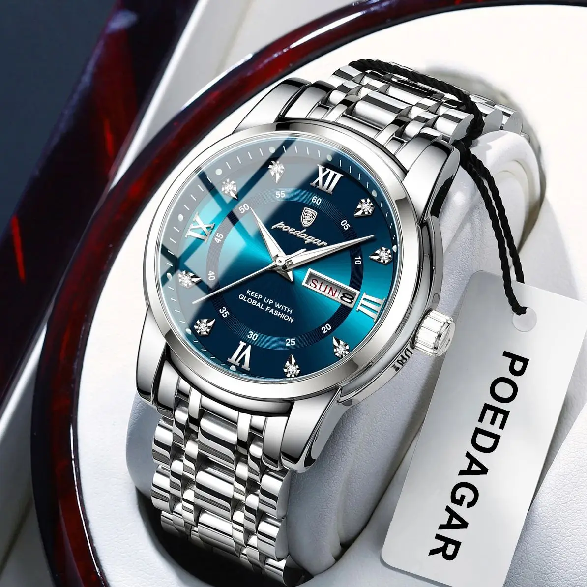 

POEDAGAR оригинальные мужские модные часы, водонепроницаемые светящиеся часы с датой и неделей для мужчин, кварцевые мужские спортивные наручные часы из нержавеющей стали