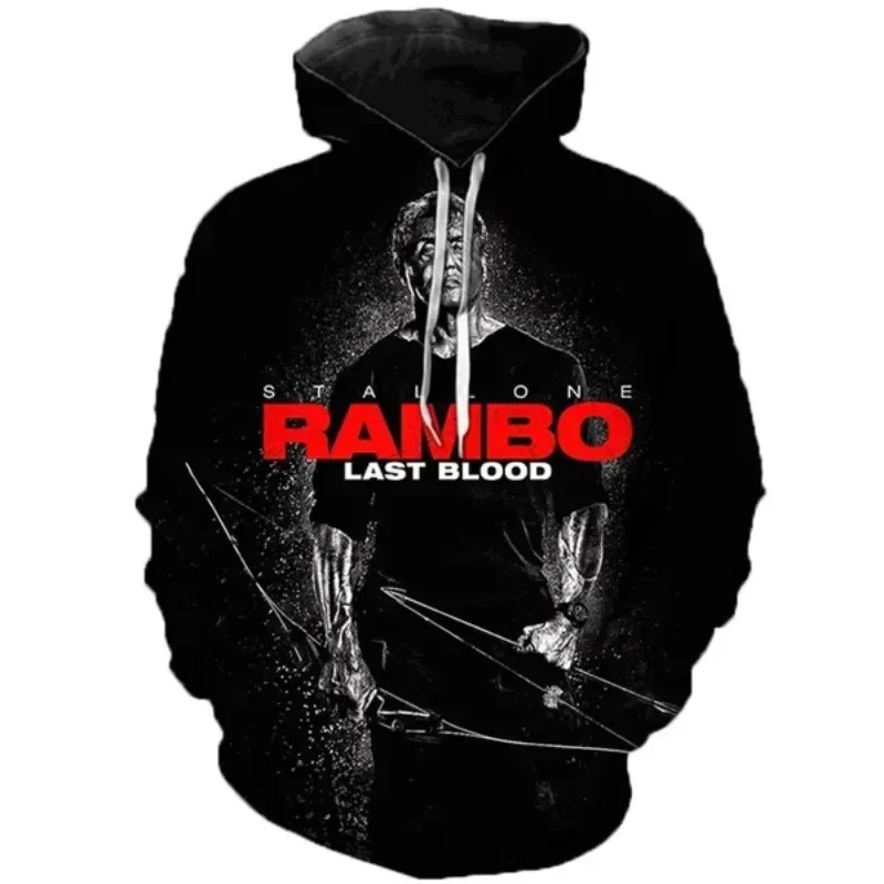 Movie Rambo: Last Blood Print 3D Hoodie Men Women\'s Autumn and Winter Rambo 3D Print Street Sweatshirt 3D Hoodie Casual Sweater