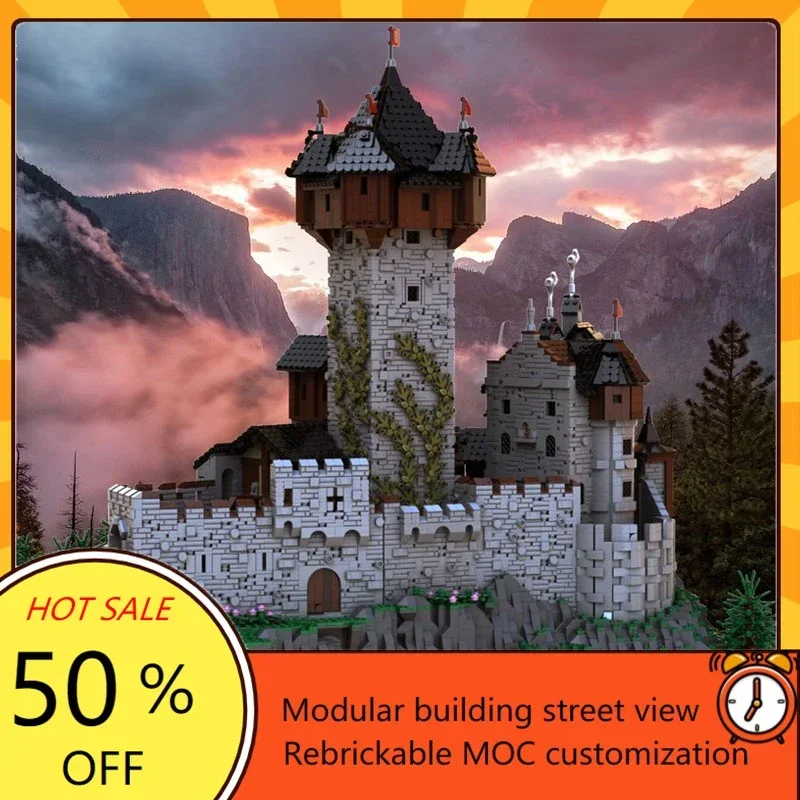 15539PCS Burg Kasteel in Carinthia, Oostenrijkse Alpen "MOC view Model Bouwstenen Architectuur Onderwijs Assemblage Model Speelgoed Gift