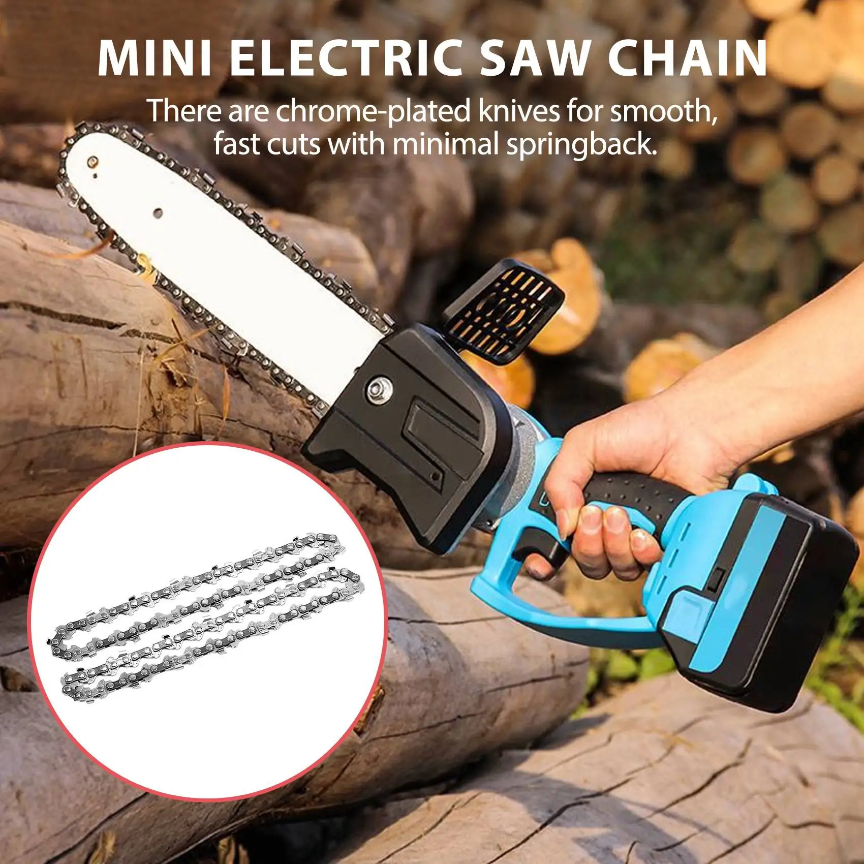 Hot New 2Pcs 4-Inch 1/4inch Guide Saw Chain Mini Chainsaw Chain for 4 Inch Cordless Electric Protable Battery Handheld Chainsaw