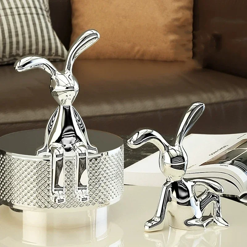 Car Interior Decoration Cartoon Animal Center Console Decor Room Dining Table Desk Figurines Miniatures Ornament Plating Rabbit