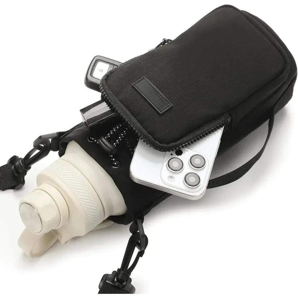 

D2 Water Bottle Crossbody Bag with Adjustable Shoulder Strap Portable Water Bottle Cooler Insulated Protective Cover Reusable