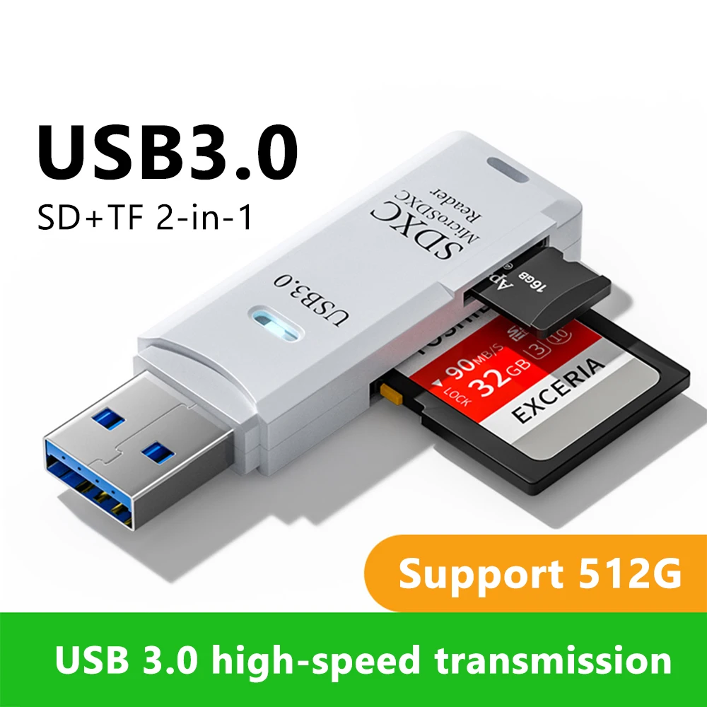 2 em 1 leitor de cartão usb 3.0/2.0 micro sd tf leitor de memória de alta velocidade para pc laptops acessórios adaptador de leitor de cartão sd
