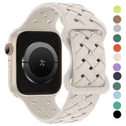Silicone Braided Weave Strap for Apple Watch Band Ultra 2 49mm 44mm 40mm 45mm 41mm 46mm Bracelet IWatch Series 10 9 8 7 6 SE
