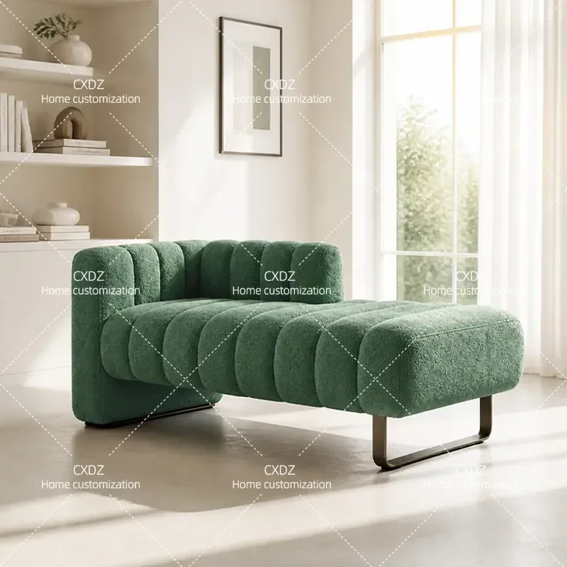 Italian Light Luxury Granular Velvet Recliner Simple Hotel Bedroom Bedside Stool Lazy Sofa Couch