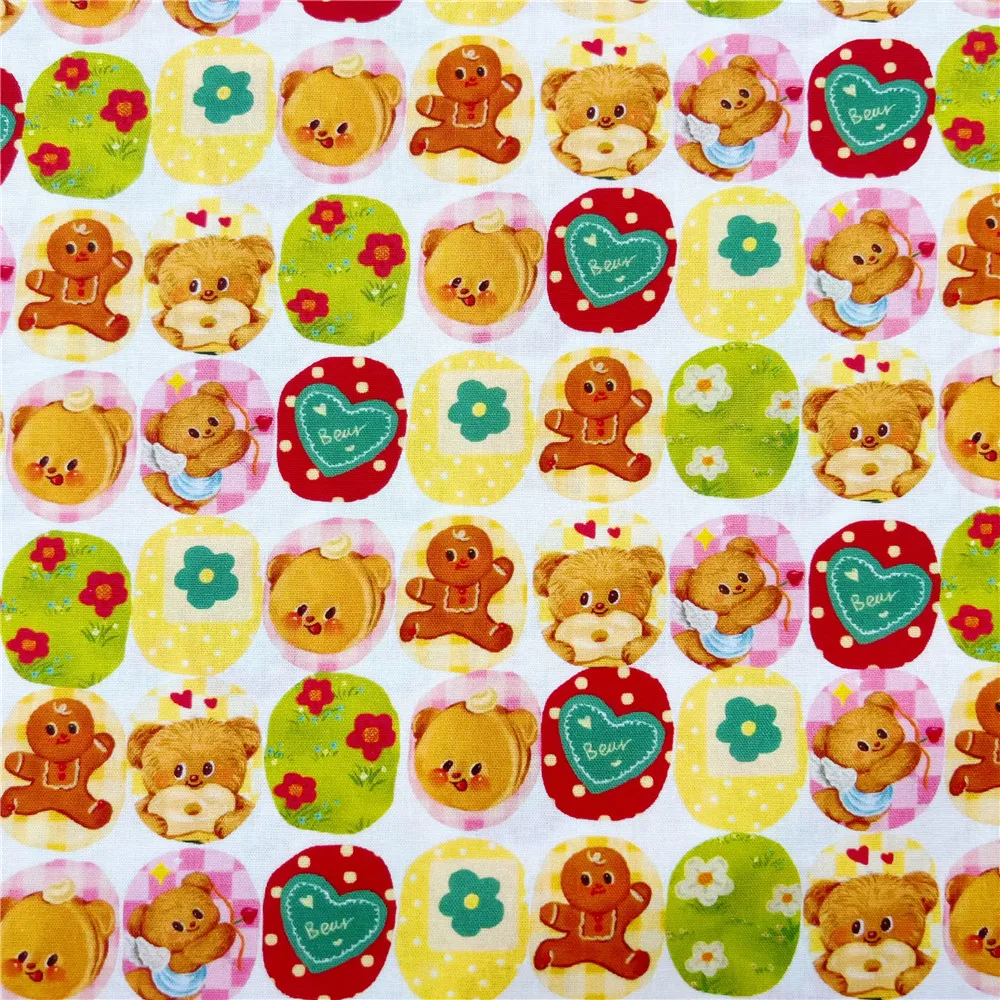 Cute gingerbread man bear cotton fabric  for Sewing Quilting Accessories DIY Tablecloth decoration Pillowcase Material