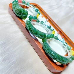 Newest Carved flower Jasper Bracelet Natural Exquisite Jade Bracelet Delicate Elegant Noble Bangle DIY Handring Fine Jewelry