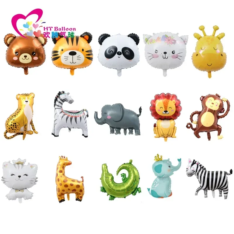 Cartoon Animal Theme Foil Balloon Jungle Safari Forest Lion Rabbit Kids Birthday Decoration Supplies Elephant Giraffe Baloon