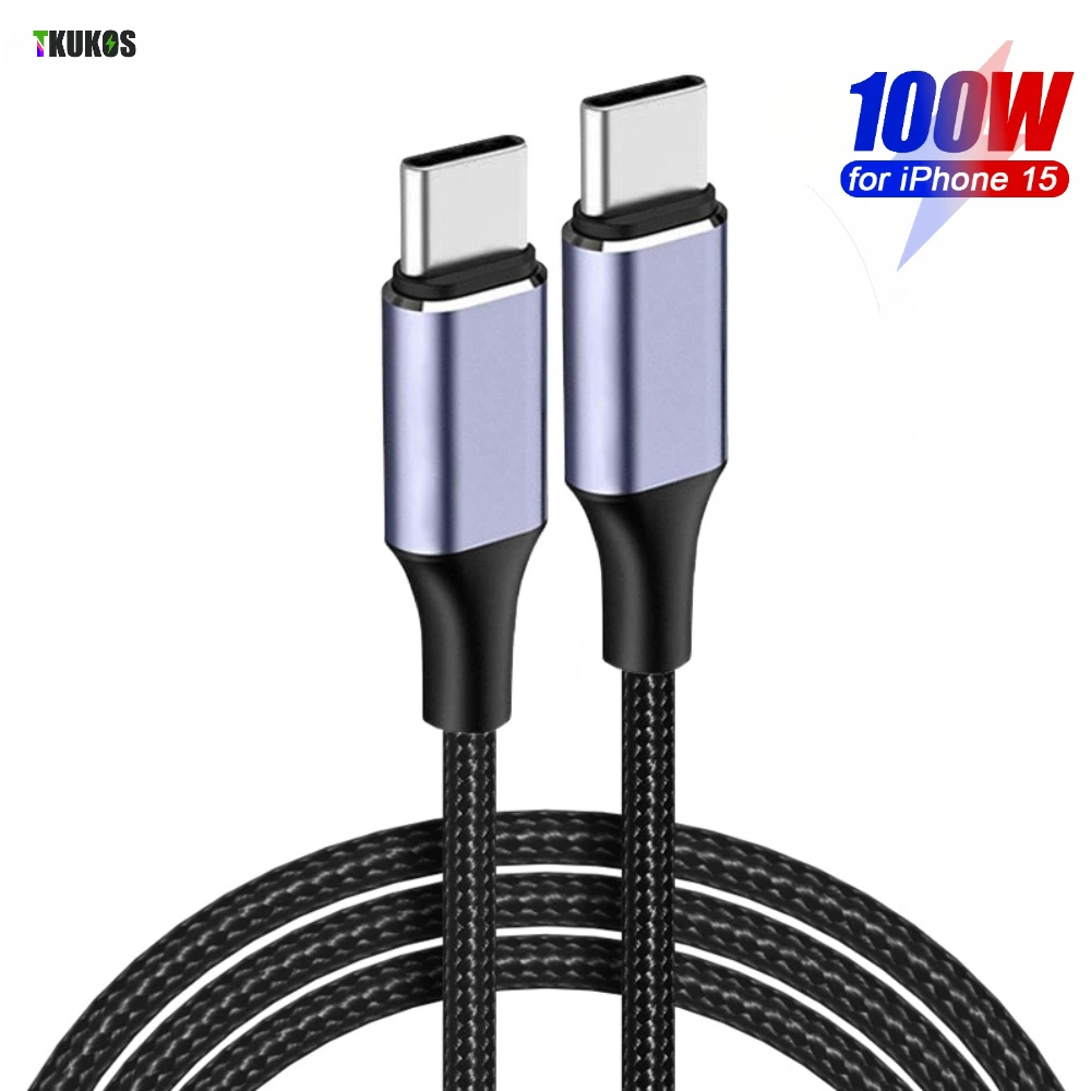 100W USB Type C To USB C Cable For iphone 15 16 for Samsung S21 Xiaomi PD Fast Charging Charger Cord 3A E-Marker Chip Fast USB C