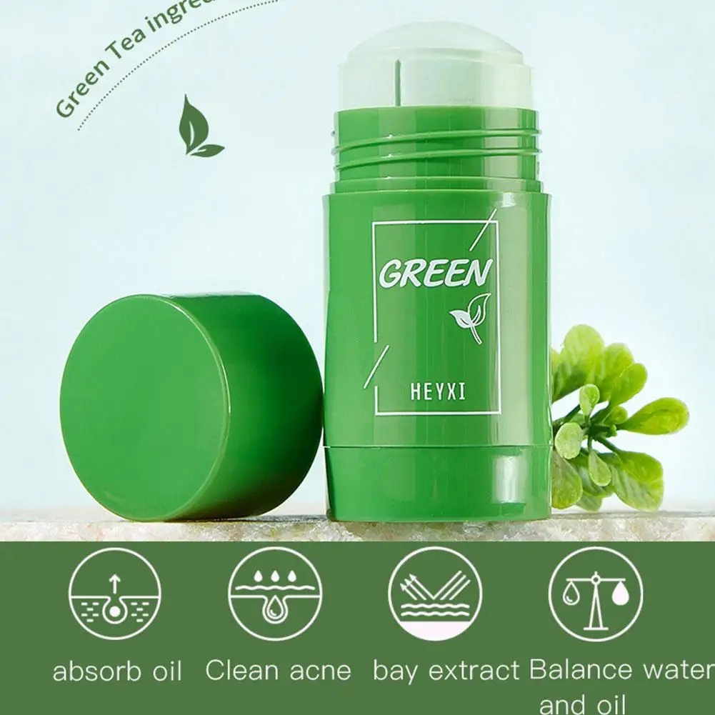 Green Tea Solid Cleansing Mask Dispel Acne Blemish Mark Remove Blackhead Acne Smearing Mud Film Hydrating Mask 40g