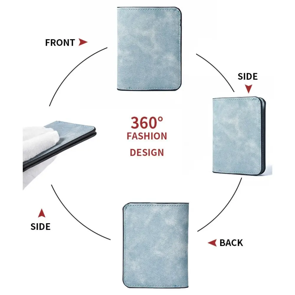 Minimalistyczny portfel męski z ekoskóry, krótki, czarny, niebieski, szary, duża pojemność, retro portmonetka na monety, składany na dwa, smukły portfel na pieniądze, męski i damski.