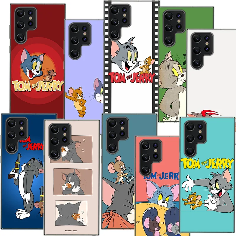 J-Jerry M-Mouse T-Tom Cat Clear Phone Case For Samsung Galaxy S21 S20 S23 FE S24 S22 Ultra Capa S10 S9 S8 Plus S10E Cover Shell