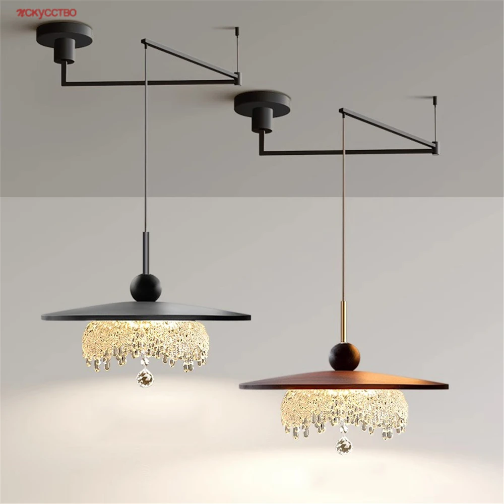 

Nordic Modern Movable Swinging Arm Led Chandeliers Kitchen Dining Table Restaurant Hotel Creative Art Hanging Lighting Fixtures