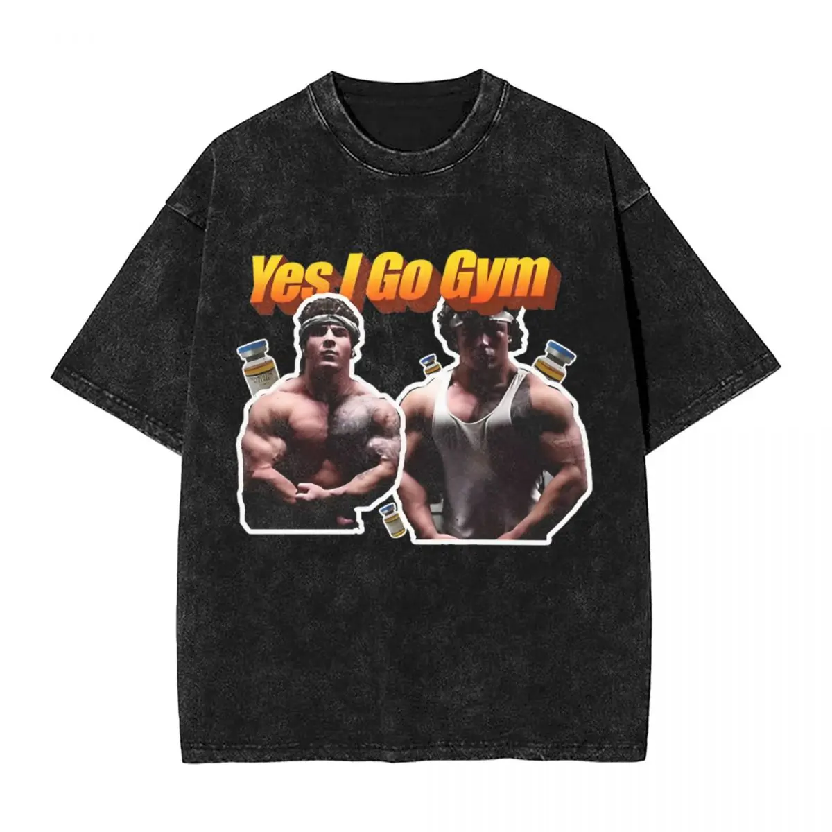 Yes I Go Gym Sam Sulek Washed T Shirt Streetwear Hip Hop Vintage T-Shirts Tees Men Women Cotton Street Summer