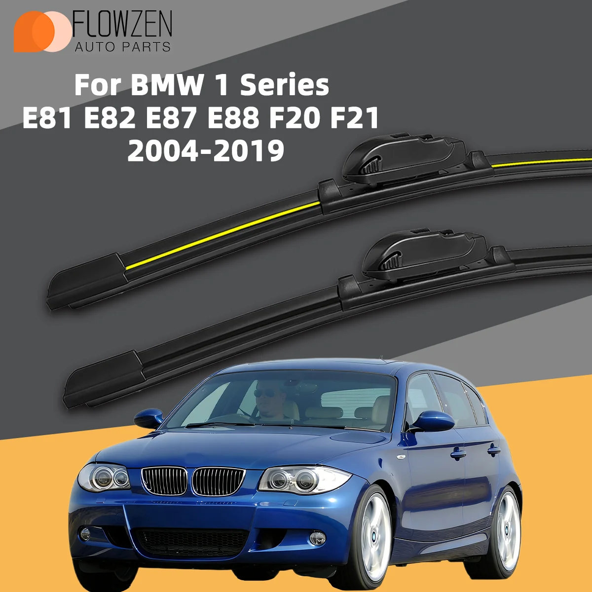 FLOWZEN 2 Stück Wischerblätter für BMW 1er Serie E81 E82 E87 E88 F20 F21 2004-2019 Frontscheiben-Wischblätter, geräuscharm, Autozubehör