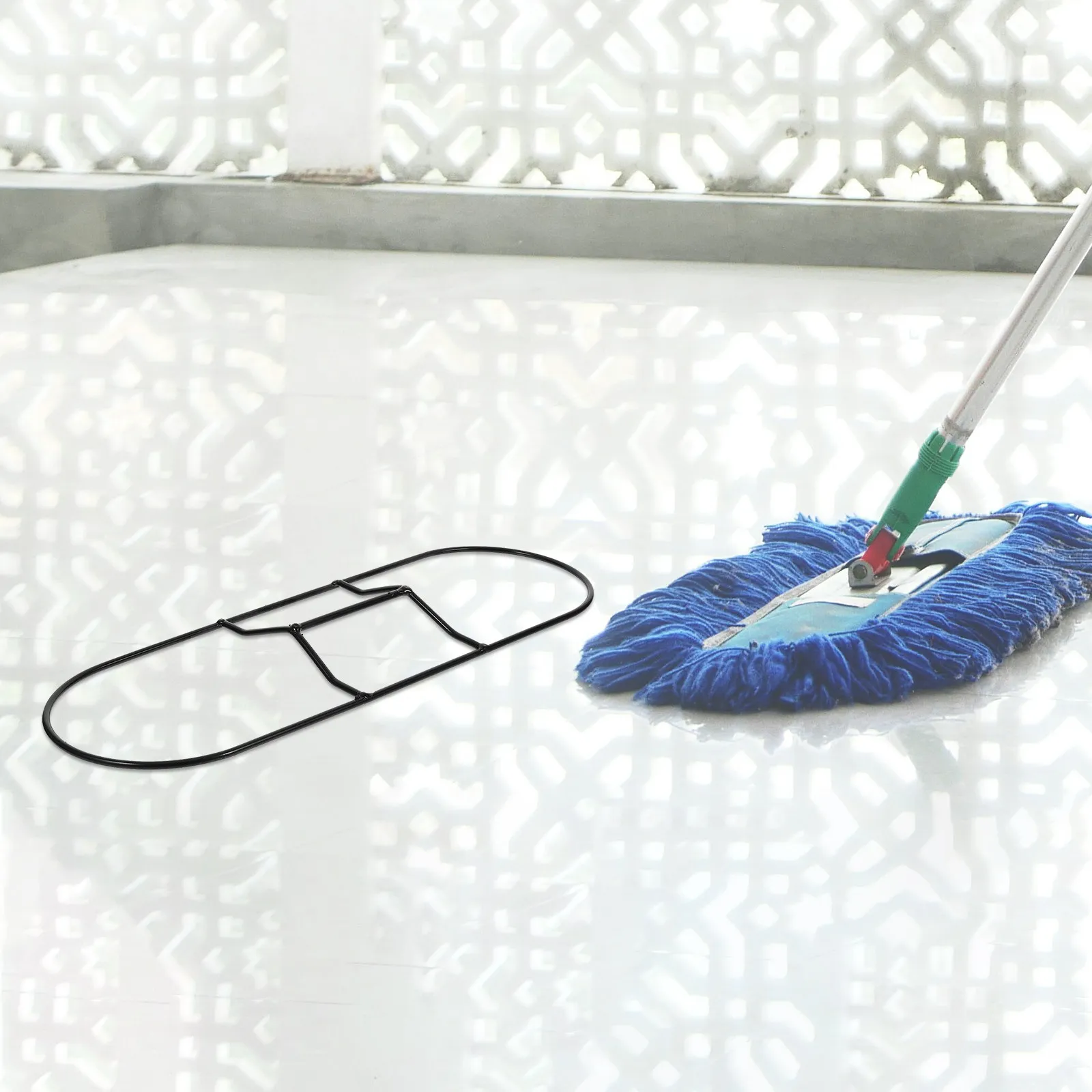 Dust Mop Frame Iron Base Floor Cleaning Bracket Easy Install Support for Wood Tile Carpet Strong Mop Frame Structure