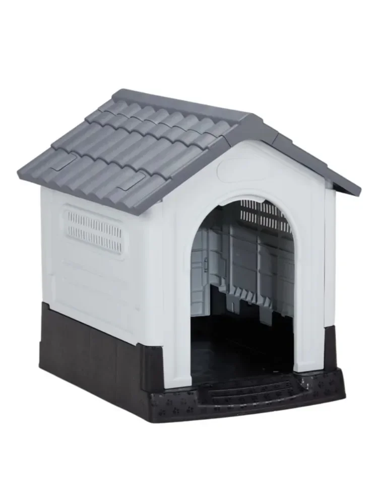 26 inch Plastic Dog House, Indoor Outdoor Doghouse Pet House with Air Vents and Elevated Floor, Insulated Water Resistant Puppy