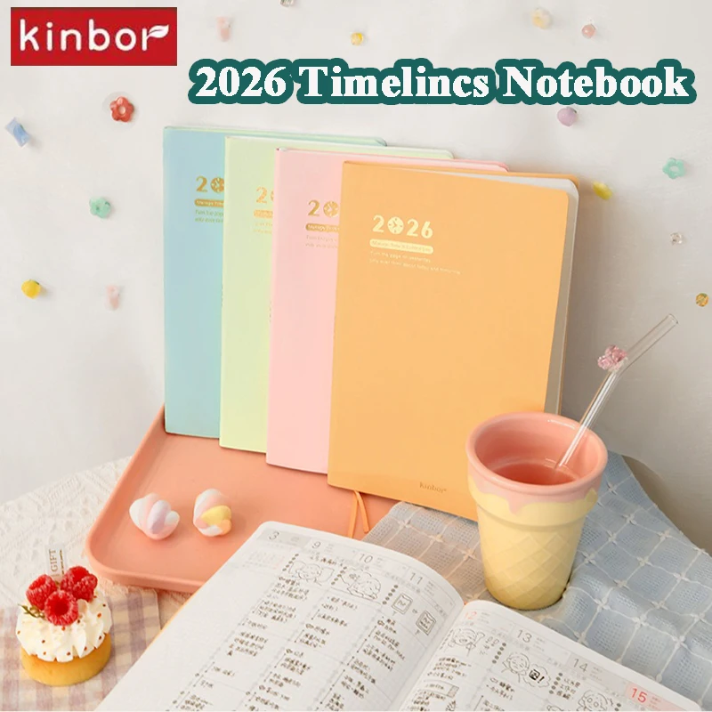 2026 Kinbor Timeline Planner for Girls A5 PU Leather Minimalist Goal T...