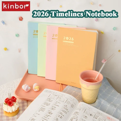 Planificador de timeline Kinbor 2026 para niñas A5, rastreador de objetivos minimalista de cuero PU, Plan semanal, diario de productividad, herramientas de trabajo y estudio